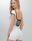 Romper White Lace Up Lover