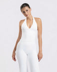White Mossy Bare Shoulder Halter Top