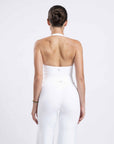 White Mossy Bare Shoulder Halter Top