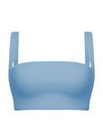 Blue Square Neckline Twist Side Bra