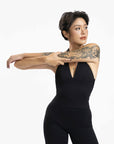 Black Mossy Bare Shoulder Halter Top