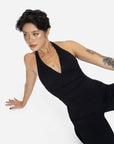 Black Mossy Bare Shoulder Halter Top