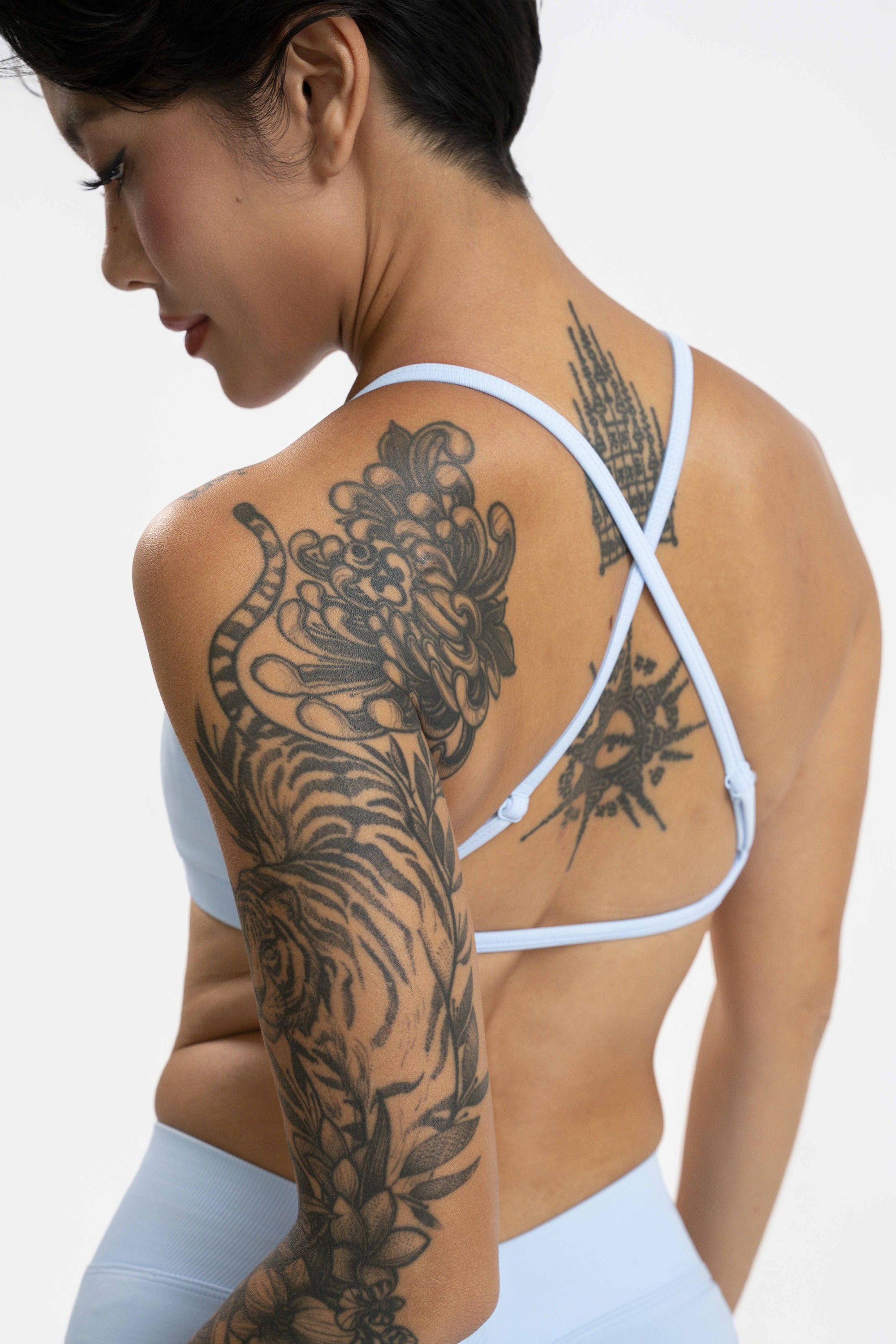 Light Blue Mossy Crossback Bra