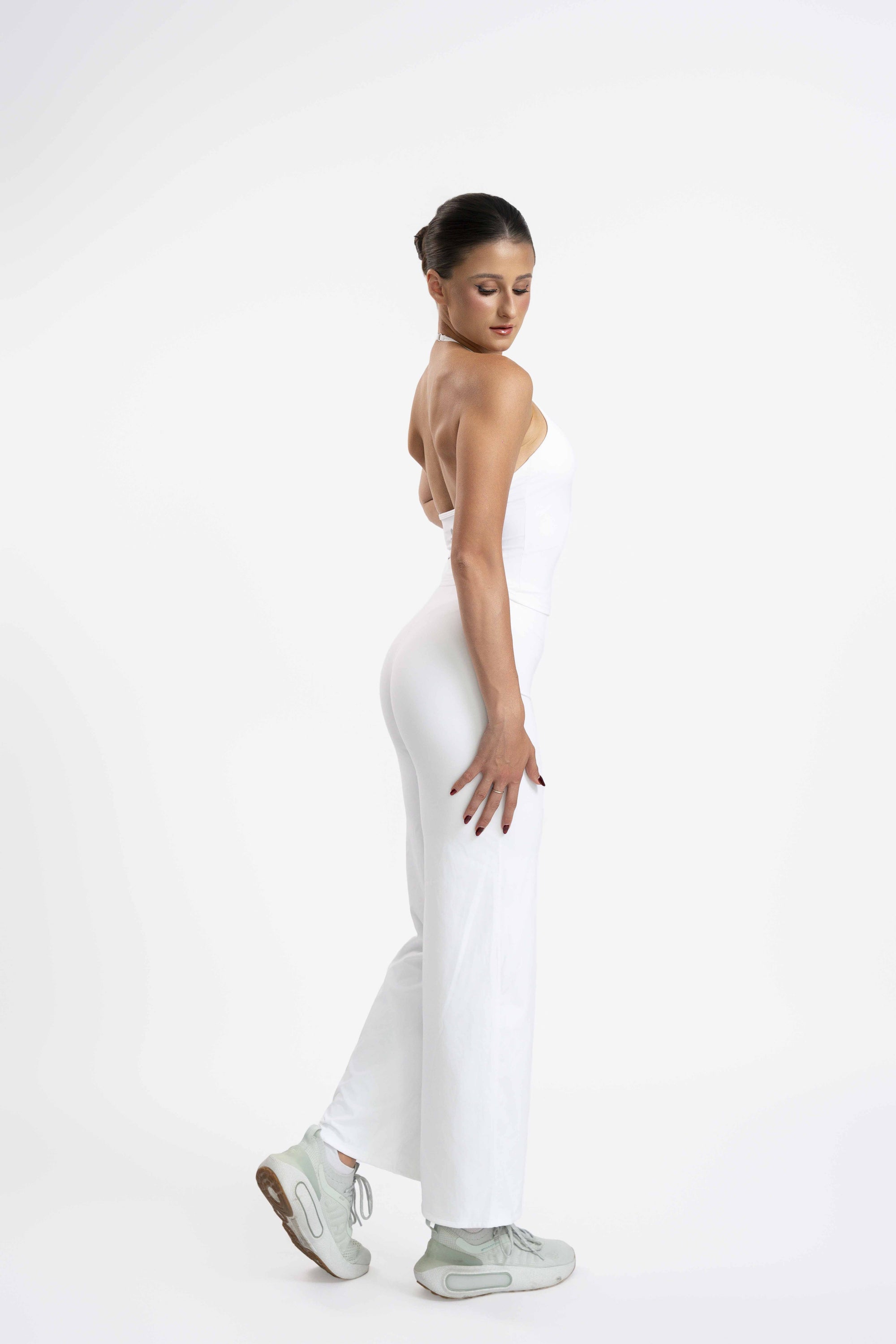 White Mossy Wide-Leg Pants